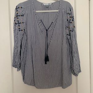 Old Navy Blue and White Striped Blouse